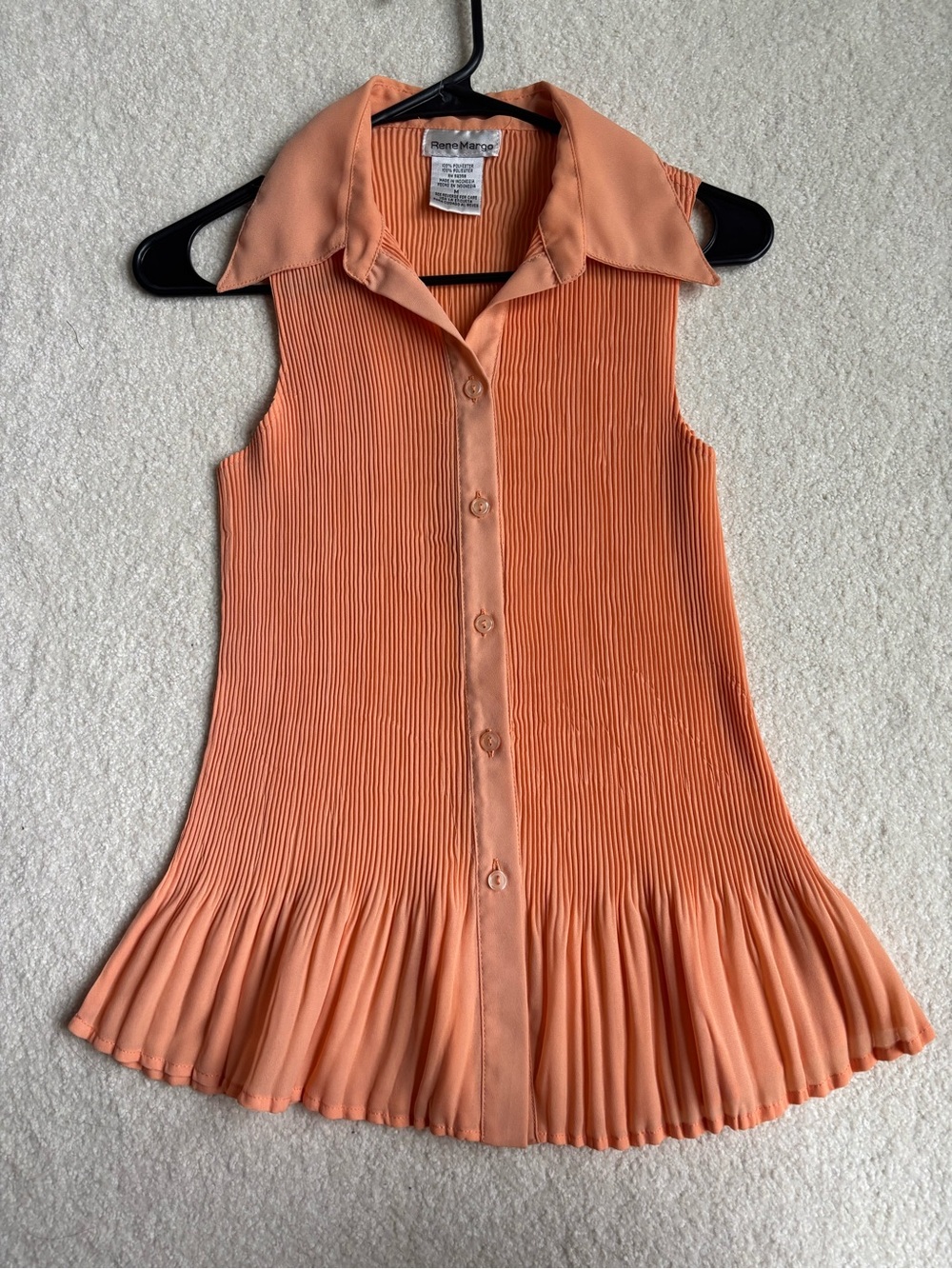 Rene Margo Sleeveless Pleated Button Front Top - Peach